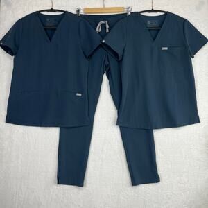 Figs Scrub Set 3 Piece Dark Harbor Yola Pants S Catarina Top XS Casma Top XS